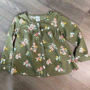 Green Carters Longe Sleeve Floral Blouse 3T